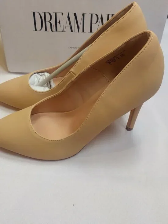 Dream Pairs Christian-New-W Nude Nubuck Pointed Toe Pumps Heels - Picture 3 of 8